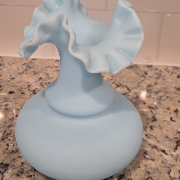 Fenton Light Blue Ruffled Top Vase - Picture 2 of 4
